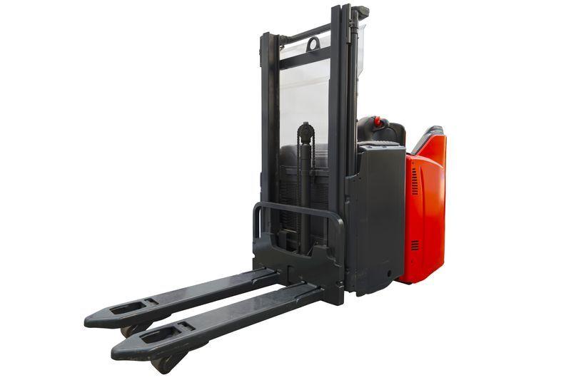 Electric forklift with polyurethane tires operating inside a clean warehouse