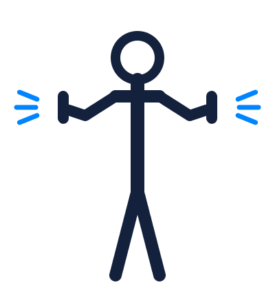 Back up hand signal: both hands raised, palms out, pushing away from the body