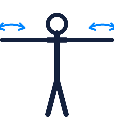 Forklift emergency stop hand signal: both arms extended, palms down, swinging back and forth