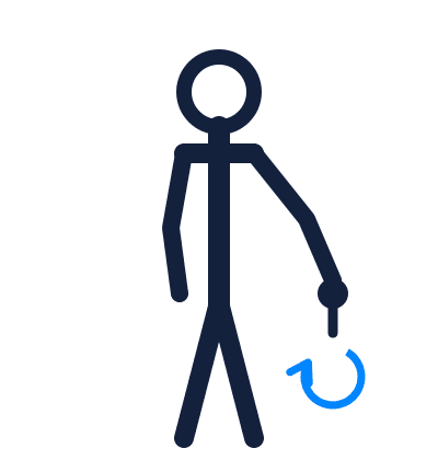 Lower the forks hand signal: arm and index finger pointing down, hand making small circles