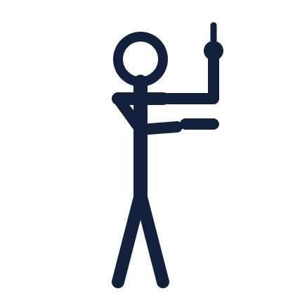 Move slowly hand signal: a hand placed in front of the hand giving the action signal