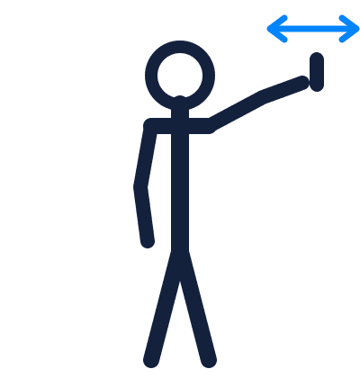 Forklift travel hand signal: fingers up, arm pushing out and back in the direction of travel