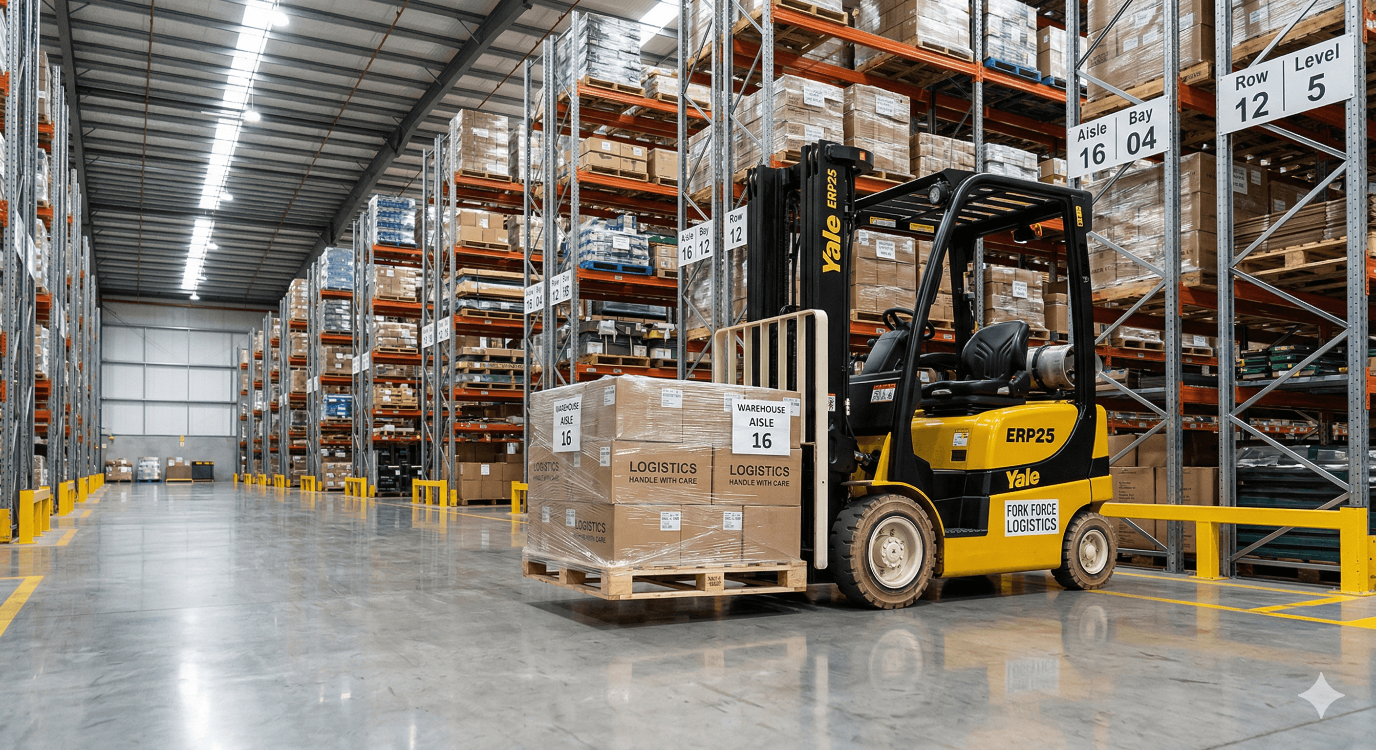 Forklift or Lift Truck in Warehouse