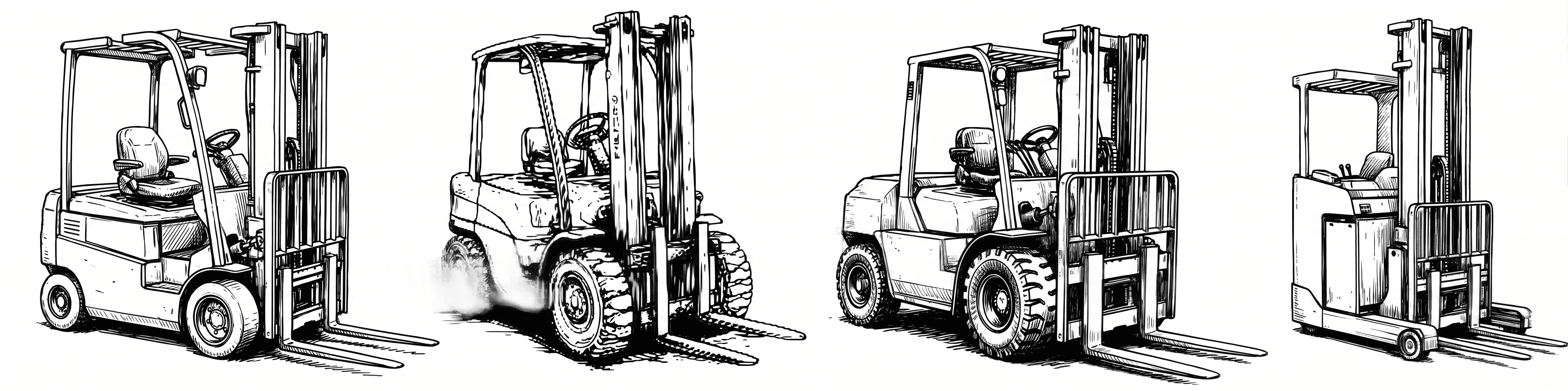 Rough sketches of forklifts